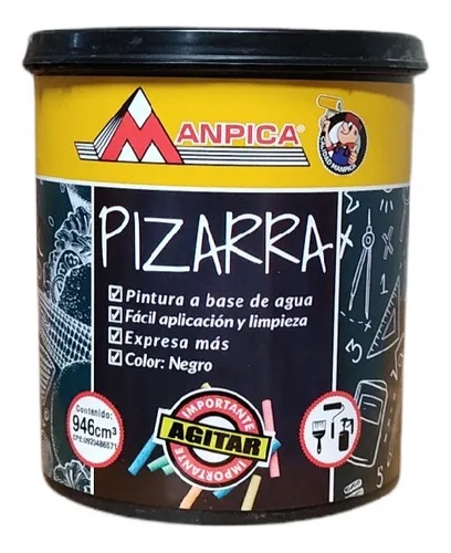 PINT. P/PIZARRA MANPICA NEGRO 1/4 GALON