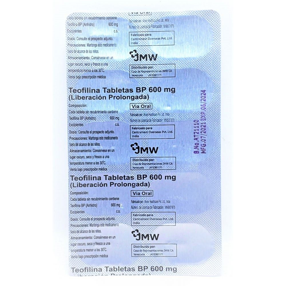 TEOFILINA 600MG X 10TAB BLISTER JMW