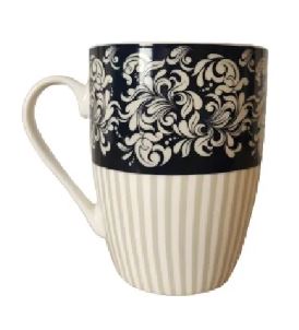 TAZA 12OZ ROSAS BLANCO/NEGRO
