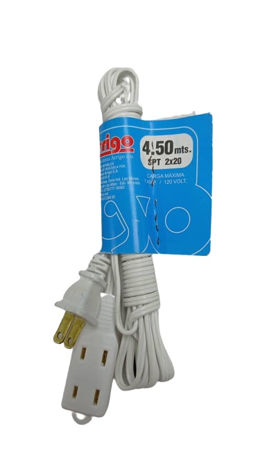 EXTENSION ARRIGO 2X20AWG 4.50MT BLANCA