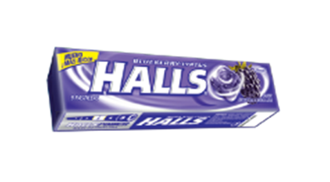 CARAMELOS HALLS MENTOL LYPTUS AZUL 25.2GR***
