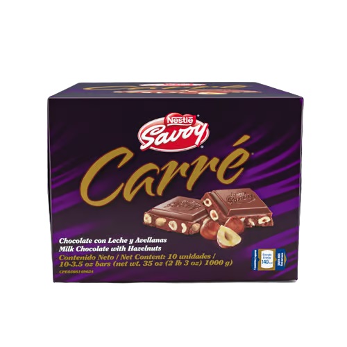 CHOCOLATE CARRE 100GR AVELLANA X 10UND