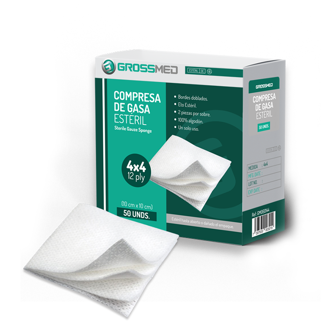 COMPRESA GASA ESTERIL 4X4 X 2PZ X 1UND GROSSMED