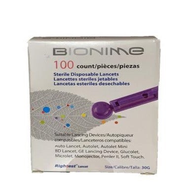 LANCETAS TALLA 30G X 100 PIEZAS BIONIME