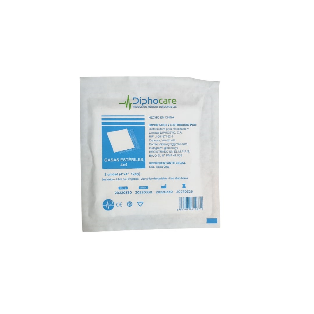 GASAS ESTERILES 4&quot;X4&quot; X 2UNID DIPHOCARE