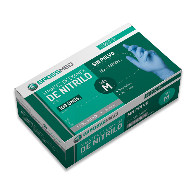 GUANTES DE EXAMEN X 100UND M AZUL BIGARO GROSSMED