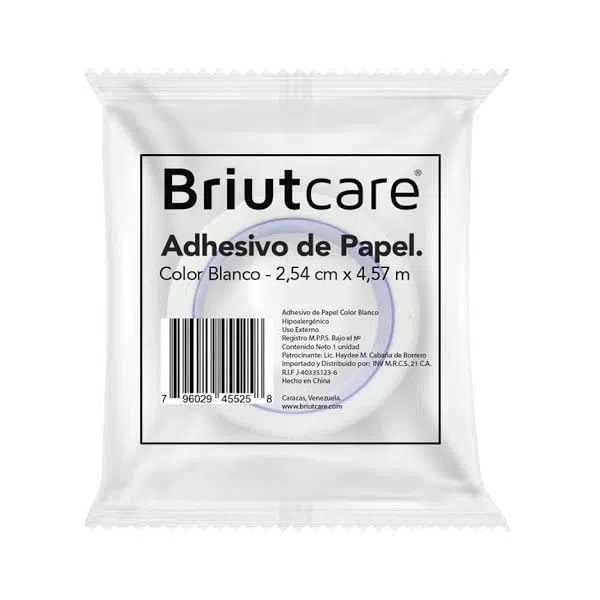 ADHESIVO PAPEL BLANCO 2,54CMX4,57M BRIUTCARE