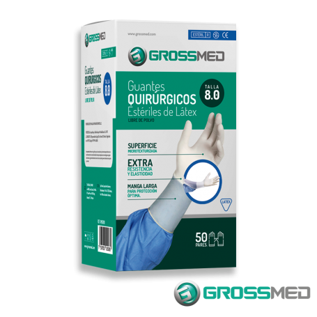 GUANTES QUIRURGICOS T8 X 1SOBRE LATEX GROSSMED