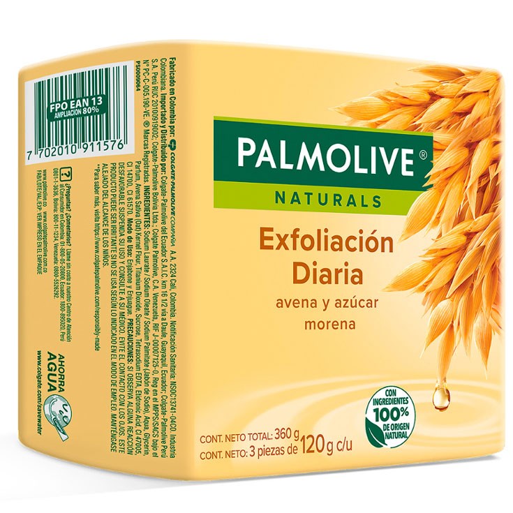 JABON PALMOLIVE 120GRX3UND AVENA/AZUCAR M