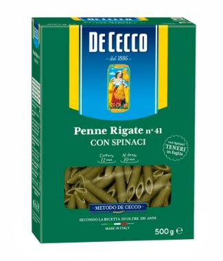 PASTA DE CECCO 500G PENNE RIGATE ESPINACA