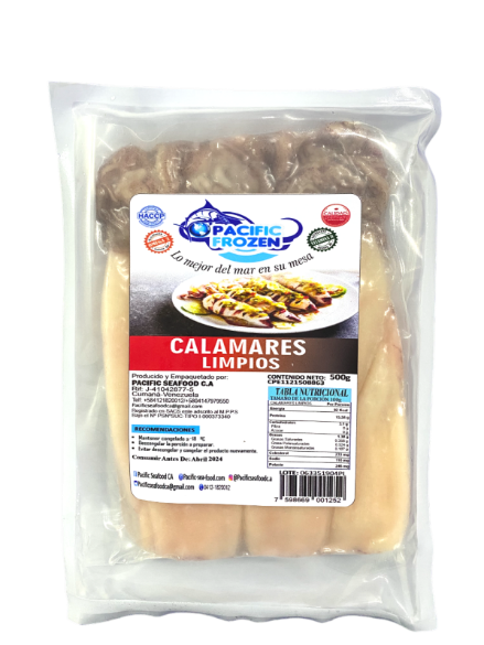 CALAMARES PACIFIC FROZEN 500GR LIMPIOS