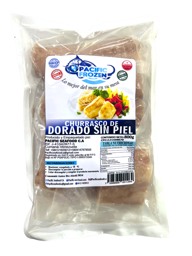 CHURRASCO DE DORADO PACIFIC FROZEN 800GR SIN PIEL