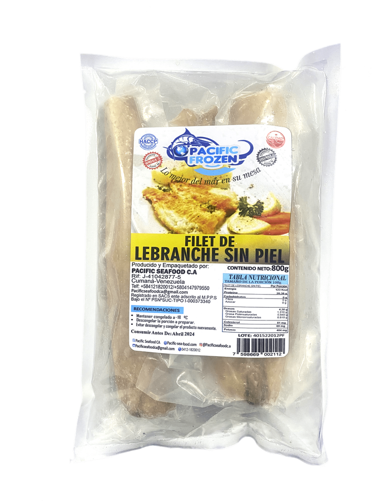 FILET DE LEBRANCHE PACIFIC FROZEN 800GR SIN PIEL