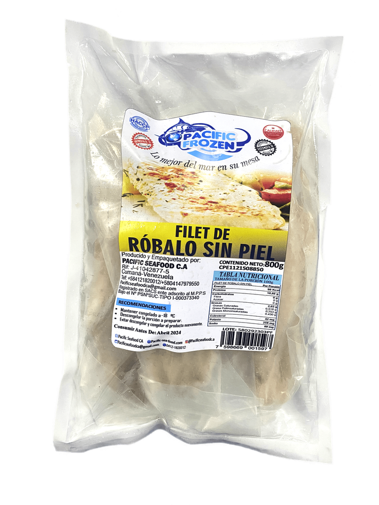 FILET DE ROBALO PACIFIC FROZEN 800GR SIN PIEL