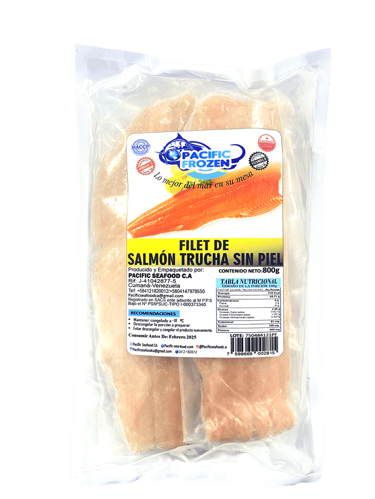 FILET DE SALMON TRUCHA PACIFIC FROZEN 800GR SIN PIEL