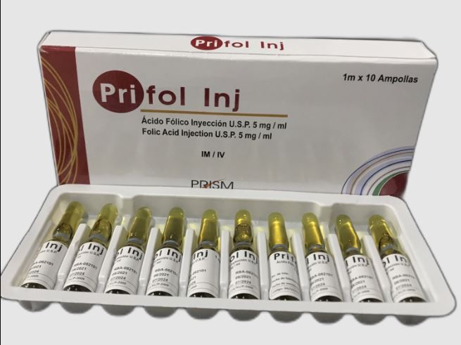 PRIFOL 5MG X 1AMP ACIDO FOLICO SOL INY I.M I.V PRISM
