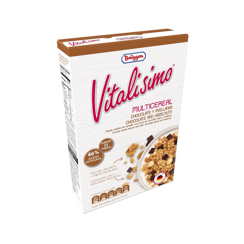 CEREAL VITALISIMO 450GR CHOCOLATE Y AVELLANAS MULTICEREAL