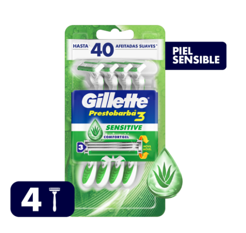 AFEITADORA GILLETTE 4UND PRESTOBARBA SENSITIVE 3HOJ