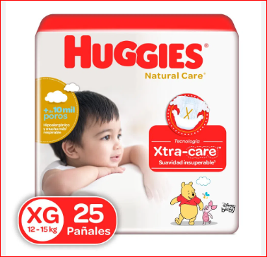 PAÑALES HUGGIES NAT CARE XG X25UND