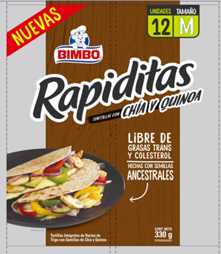 TORTILLA BIMBO 330GR INTEGRAL CHIA Y QUINOA