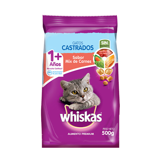 ALIMENTO P/GATOS WHISKAS 1KG CASTRADOS MIX CARNES