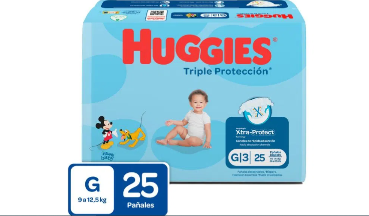 PAÑALES HUGGIES G TRIPLE PROTEC 25UND
