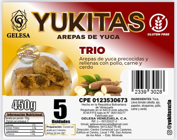 AREPA DE YUCA 450GR TRIO 5UND
