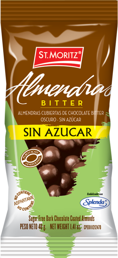 CHOCOLATE ST MORITZ 40GR GRAGEADO ALMENDRAS BITTER S/A