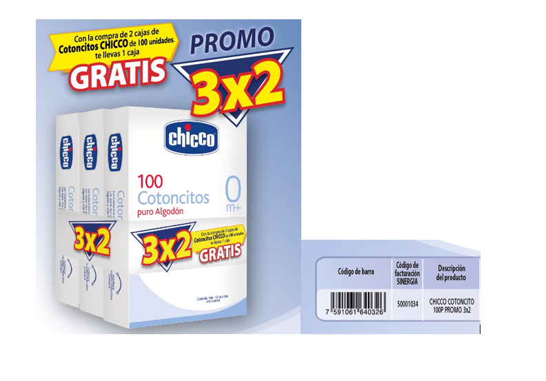 PROMOCION 3X2 HISOPOS CHICCO 100UND COTONCITO