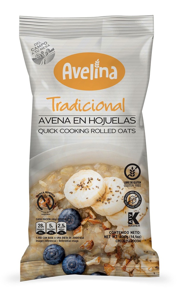 AVENA AVELINA 400GR HOJUELAS TRADICIONAL