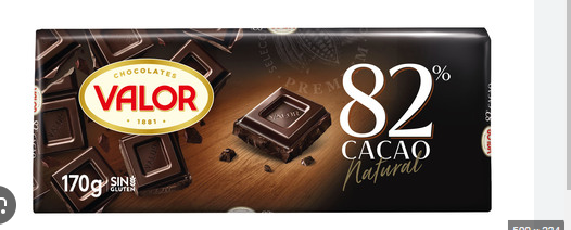 CHOCOLATE VALOR 170GR CACAO 85%