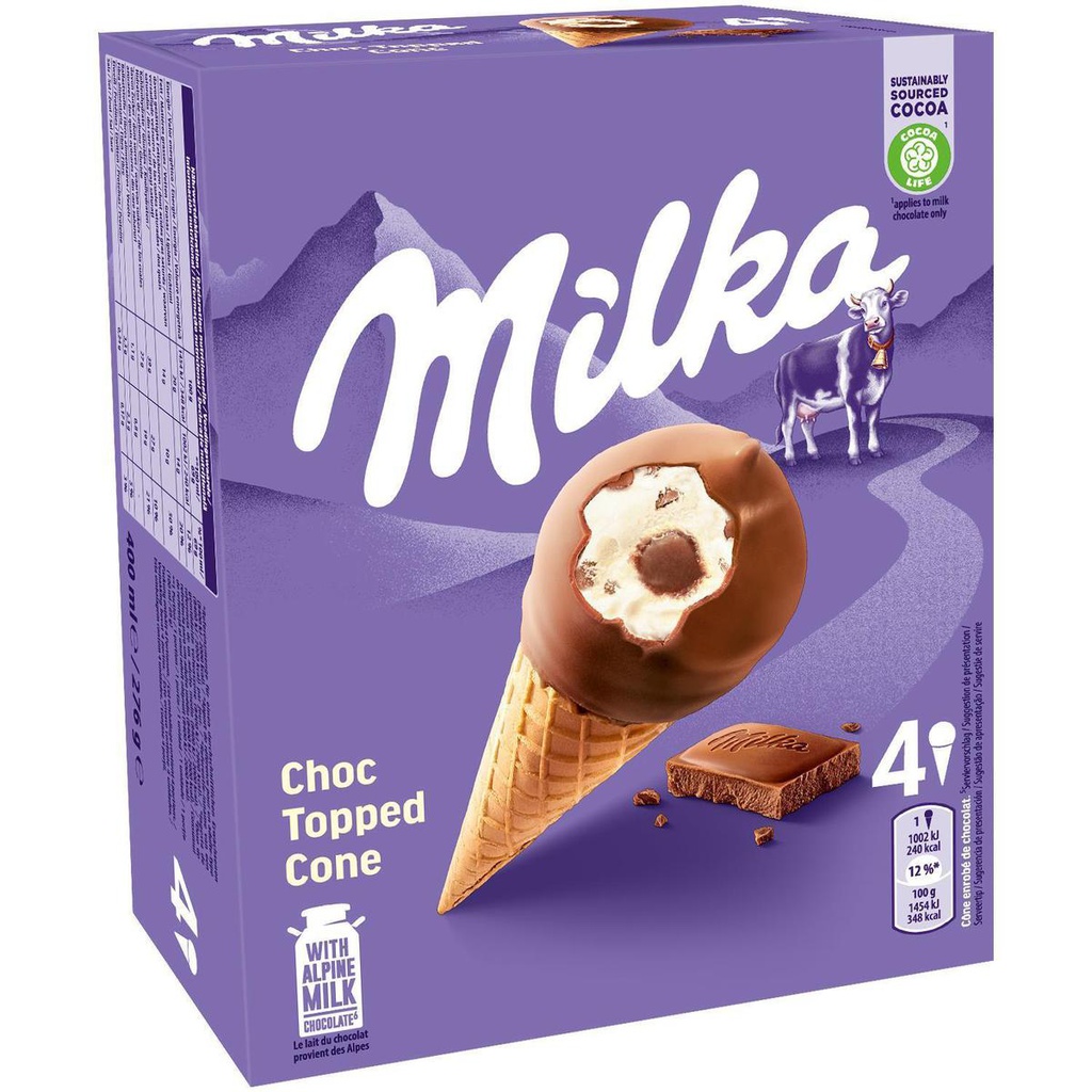 HELADO MILKA 4UND CHOC TOPPED CONE