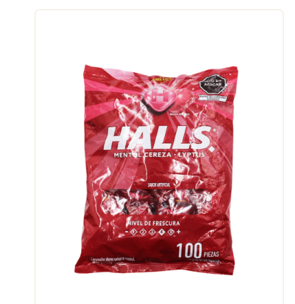 CARAMELOS HALLS 100UND CHERRY LYPTUS