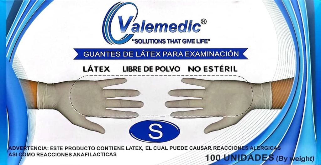 GUANTES DE EXAMEN 100UND LATEX S VALEMEDIC