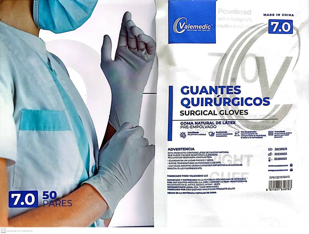 GUANTES QUIRURGICOS T7 X 1SOBRE VALEMEDIC