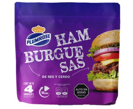 HAMBURGUESA PLUMROSE 4UND CERDO Y RES