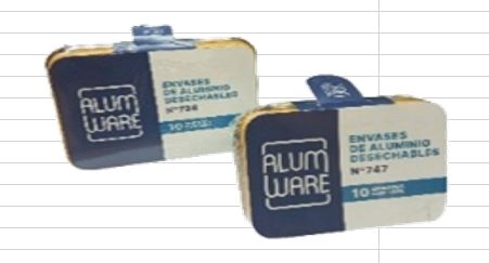 ENVASES DE ALUM 747C 10UND C/TAPA ALUMWARE
