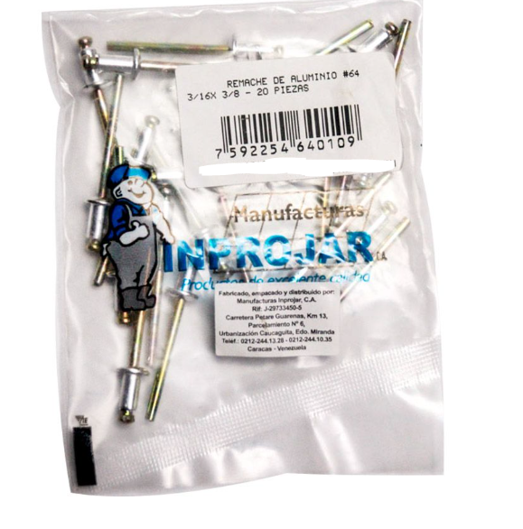 REMACHE INPROJAR ALUMINO#64 20UND 3/16X3/8