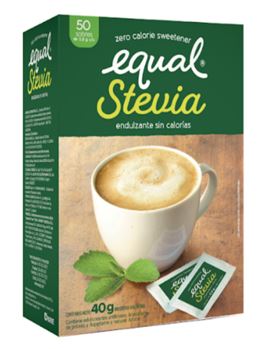 ENDULZANTE EQUAL 40GR STEVIA 50SOBRES