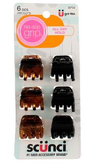 MINI PINZAS SCUNCI 6UND NEGRA-MARRON