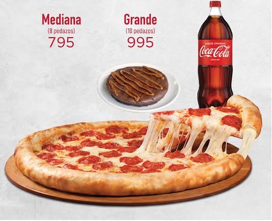 COMBO PIZZA BORDE DE QUESO 40CM + COCA COLA ORIGINAL 1LT