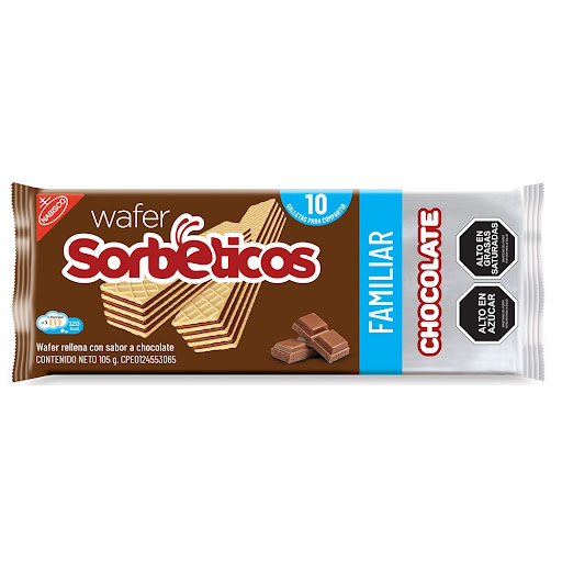 WAFER SORBETICOS 105GR CHOCOLATE FAMILIAR