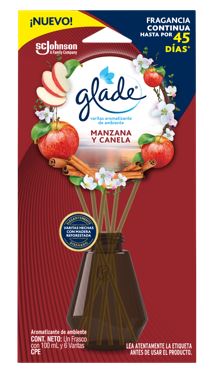 AMBIENTADOR GLADE 100ML+6VARITAS MANZANA CANELA