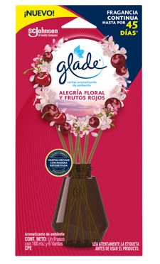 AMBIENTADOR GLADE 100ML+6VARITAS ALEGRIA FLORAL Y FRUTOS ROJOS