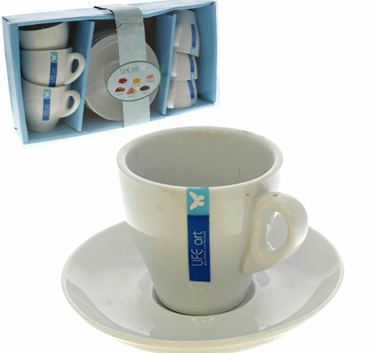 JUEGO DE TAZAS CAFE 6UND PORCELANA GDE