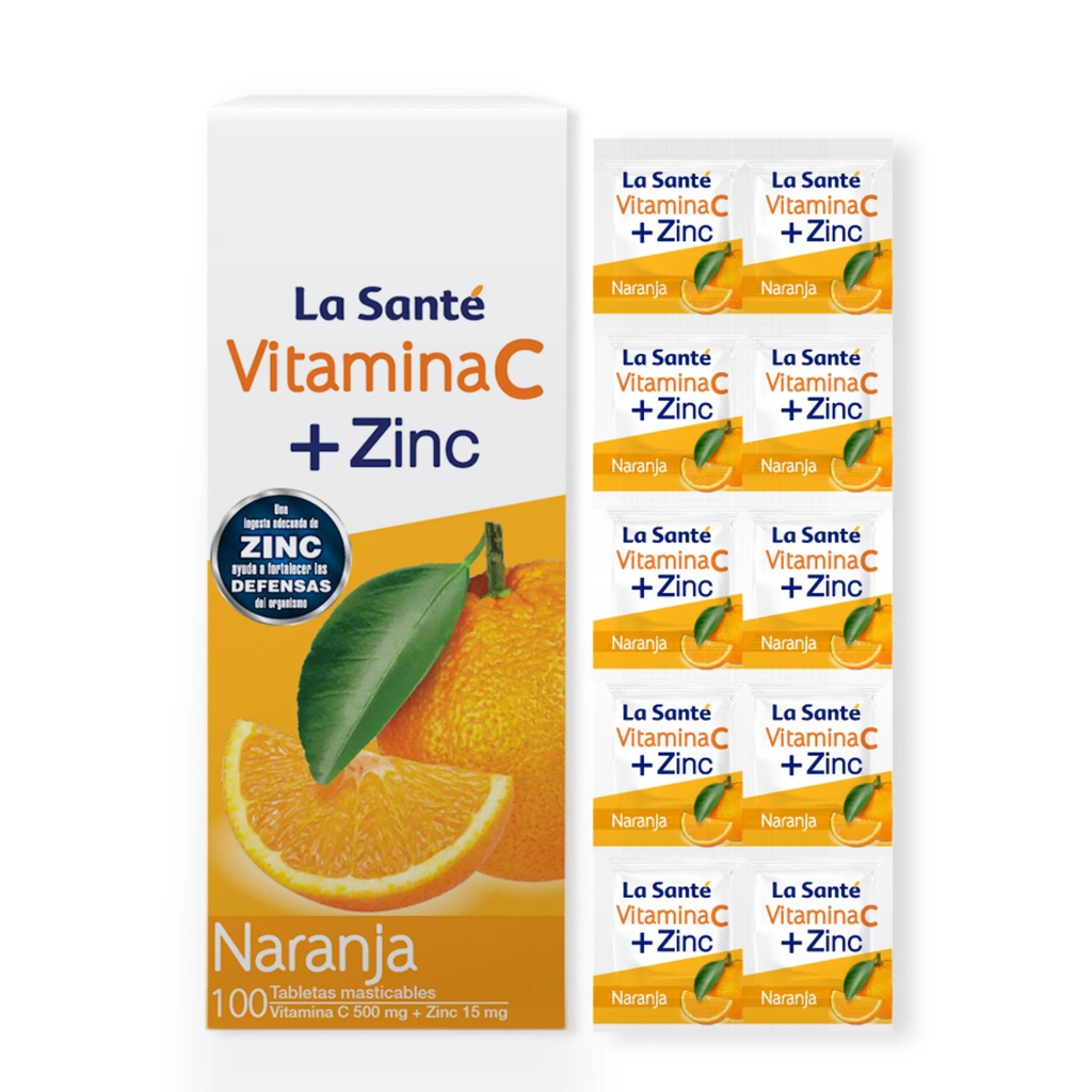 VITAMINA C CON ZINC 500MG 15MG X 10TABL BLIST LA SANTE***