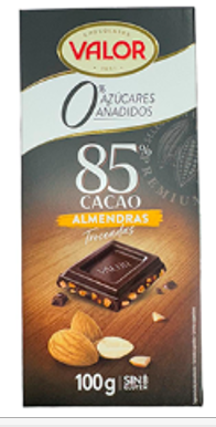 CHOCOLATE VALOR 100GR ALMENDRAS 85%