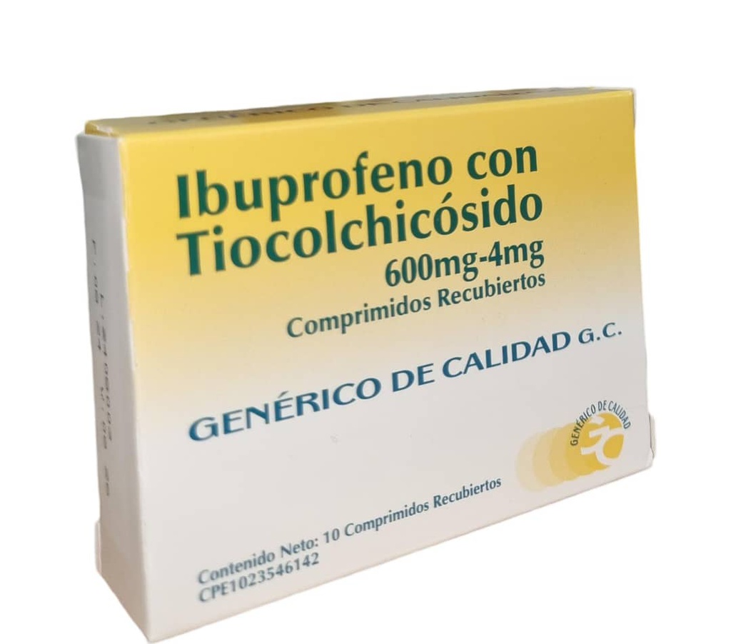 IBUPROFENO TIOCOLCHICOSIDO 600MG 4MG X 10COMP GENERICO DE CALIDAD