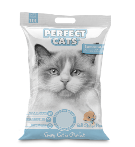 ARENA PARA GATOS PERFECT CAES 7KG TALCO DE BEBE