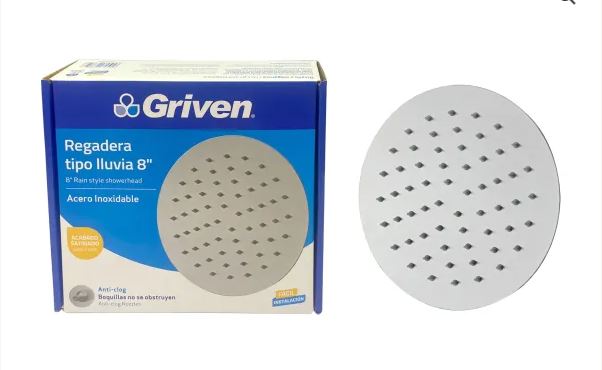 REGADERA GRIVEN REDONDA SATINADA 8&quot;